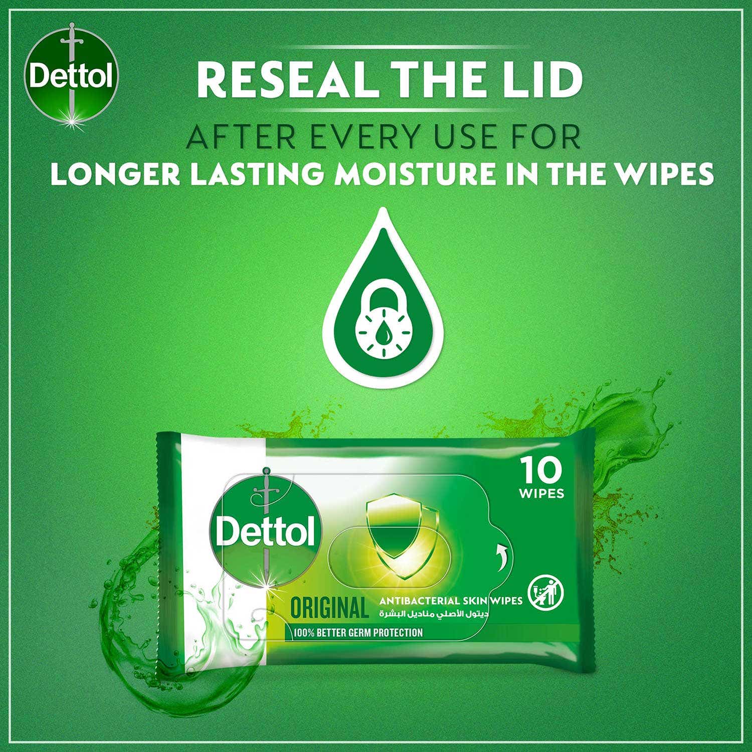 DETTOL ORIGINAL ANTIBACTERIAL SKIN WIPES 10WIPES